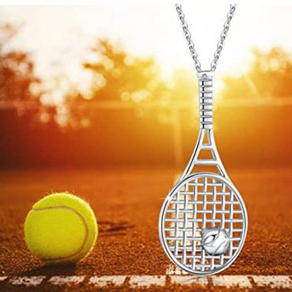 925 Sterling Silver TENNIS Racquet 18" NECKLACE - Picture 3 of 6